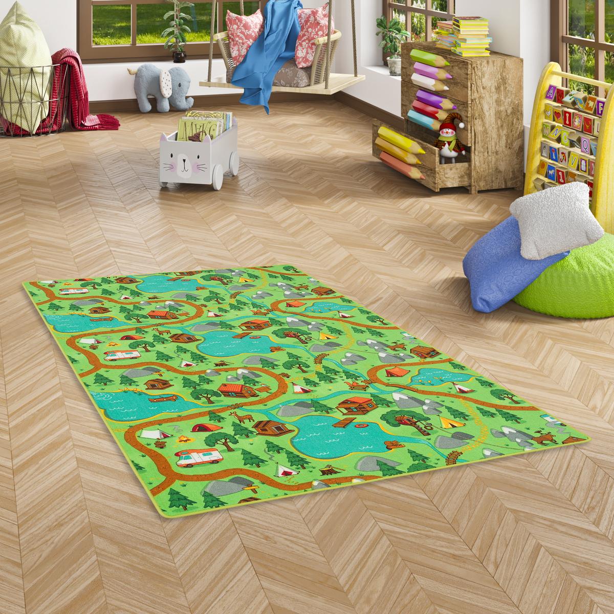 KINDER SPIEL STRASSENTEPPICH - Hellbraun, Textil (160/200cm) - Snapstyle