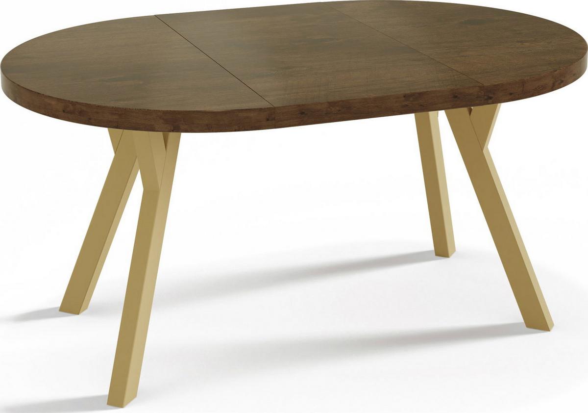 ESSTISCH Mateo runder ausziehbarer, Lefkas Eiche 100-150/100/76 cm - Alteiche/Goldfarben, Holz/Holzwerkstoff (100/150/76cm) - WFL GROUP