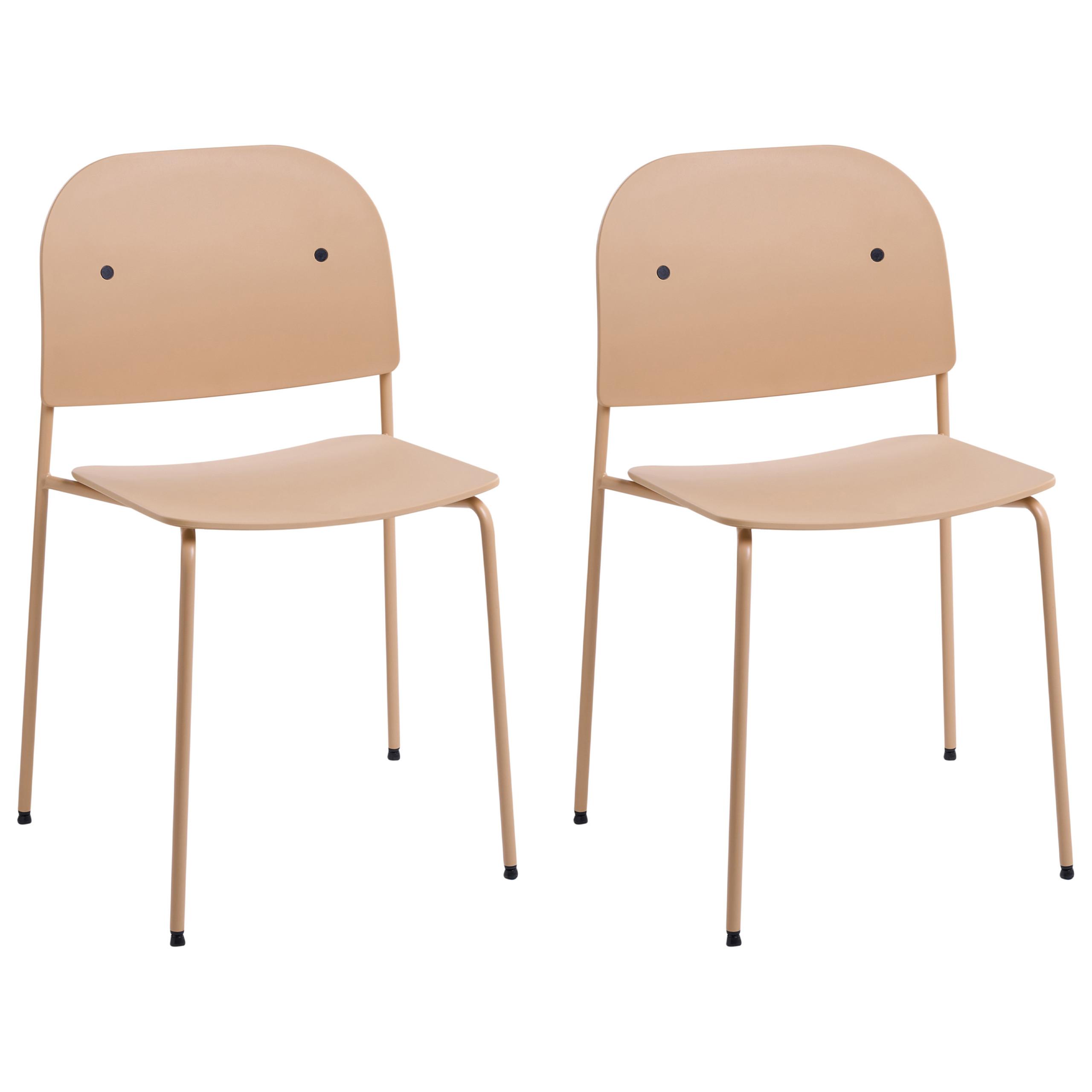ESSZIMMERSTUHL 2er-Set Metall Beige Windust - Beige, Metall (51/81/50cm) - Beliani