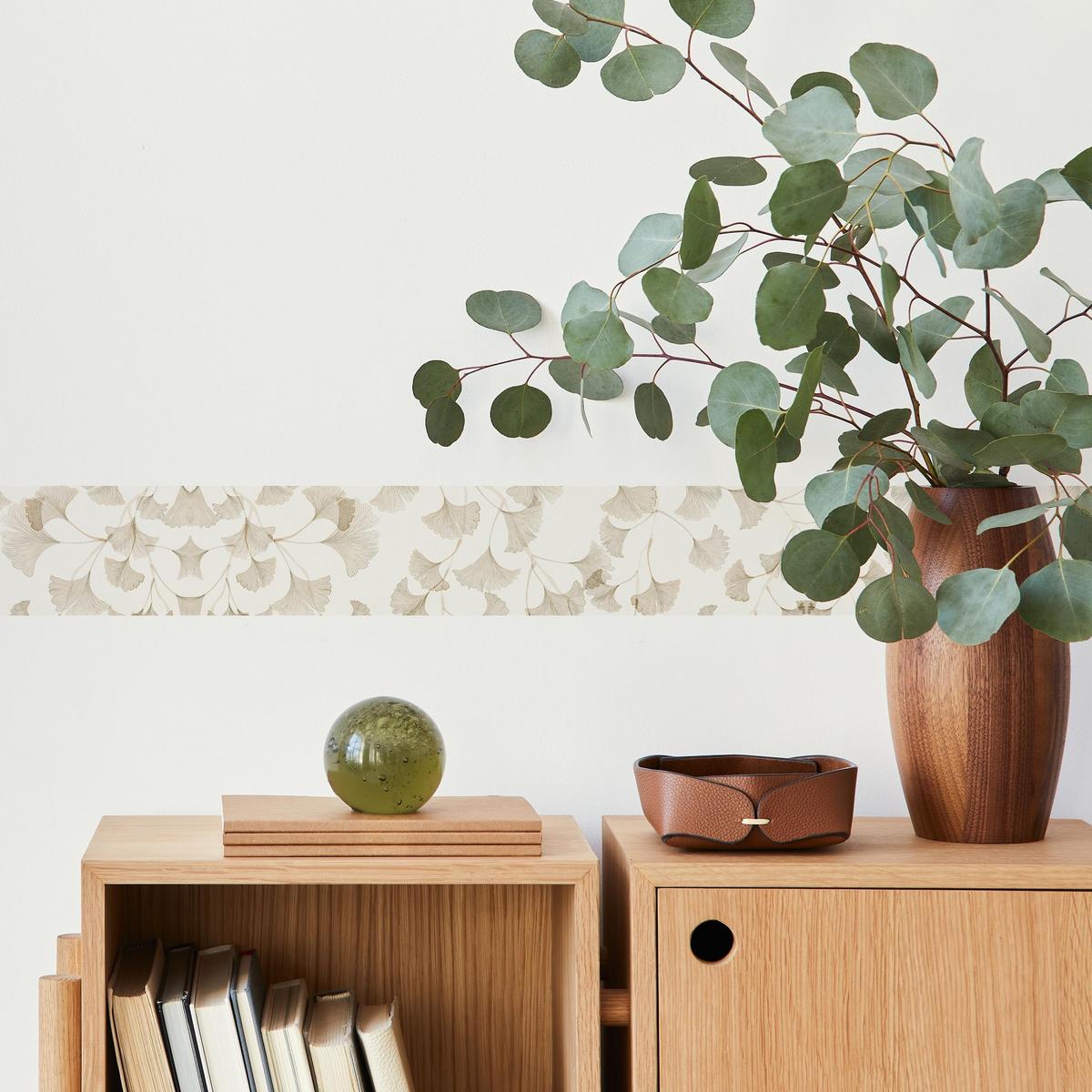 TAPETENBORDÜRE selbstklebend für Wohnzimmer Blätter Pflanzen Natur - Beige/Braun, Papier (10/300/300cm) - Muralo