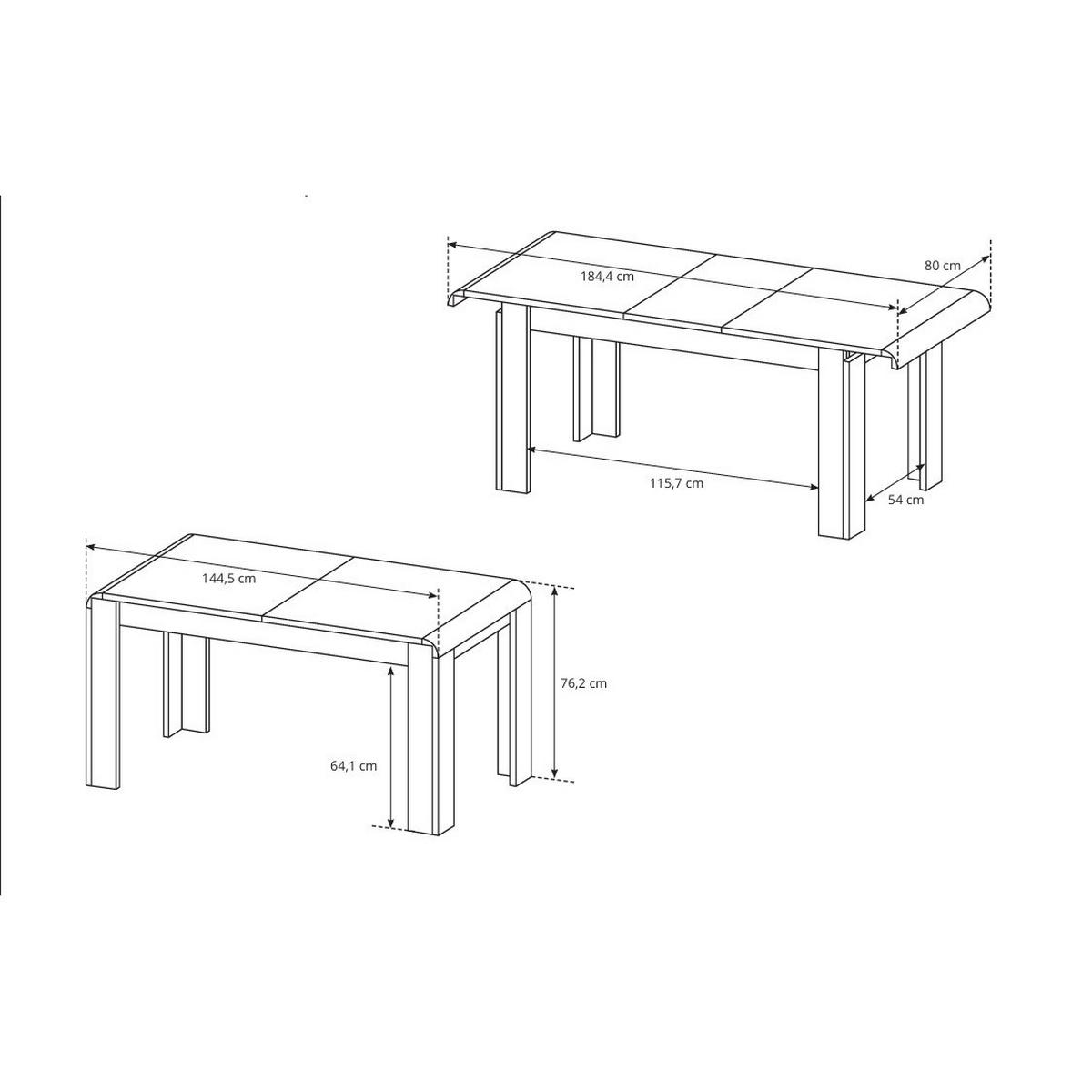 ESSTISCH LEGAME Ausziehbar 144,5 - 184,5 / 80 x 76,2 cm - Eichefarben/Sonoma Eiche, Holz (144.5/80/76.2cm) - MASSENO