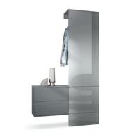 GARDEROBE Carlton Paneel in Grau Hochglanz - Grau, Holzwerkstoff (105/193/35cm) - Vladon