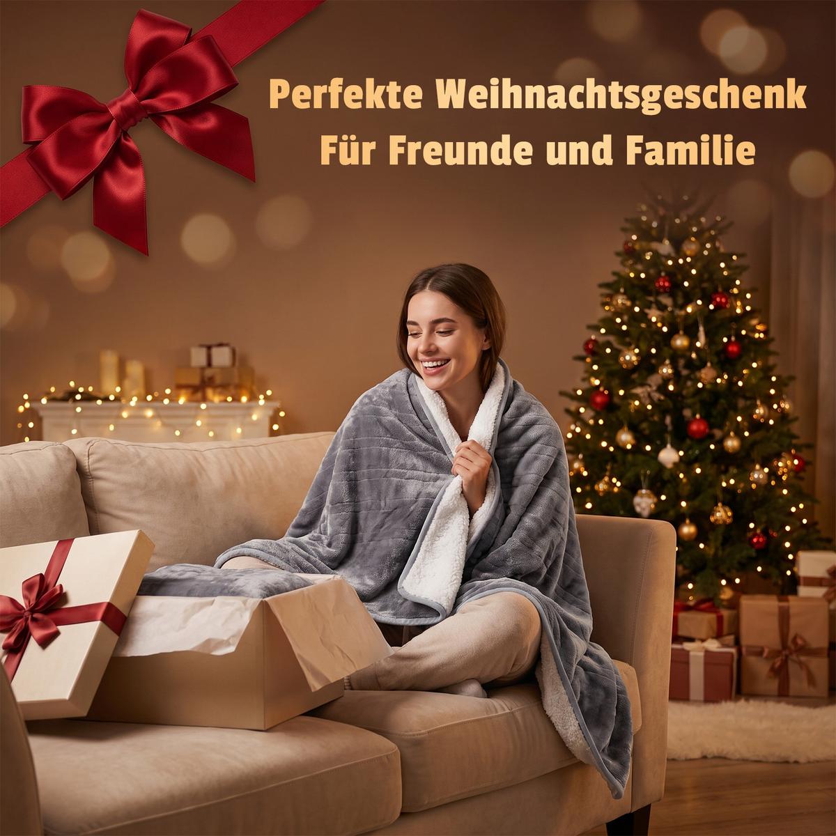 HEIZDECKE Thromel 200/180 cm - Dunkelgrau/Weiß, Textil (180/200cm) - ZMH