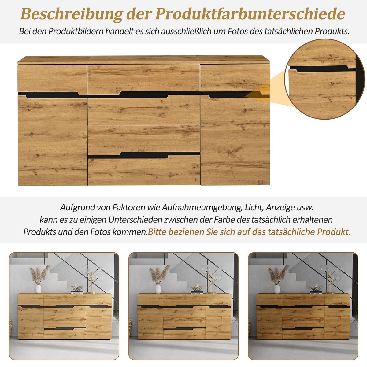 SIDEBOARD 160x80 cm in Holzoptik & Schwarz - Sonoma Eiche, Holzwerkstoff (160/80/40cm) - Urban Meuble