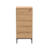 HOCHKOMMODE mit 5 Schubladen und Metallfüßen 45/38/100 cm - Eschefarben, Holzwerkstoff (38/100/51cm) - Calicosy