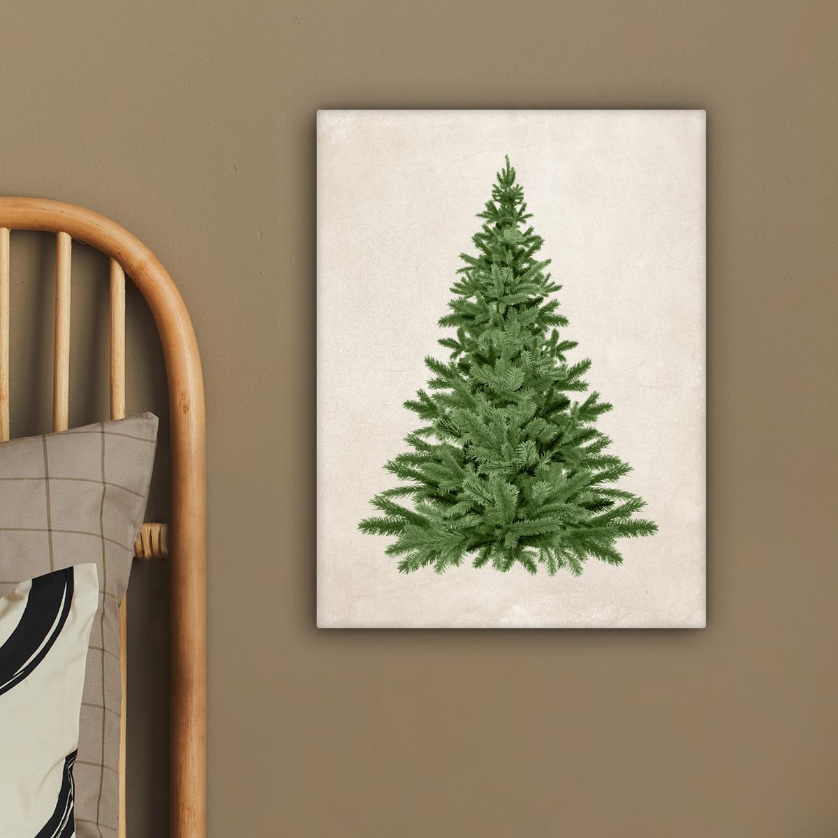 LEINWANDBILD Weihnachtsbaum - Grün - Weihnachten - Feiertage Room Decor 30x40 cm - Olivgrün, Textil (30/40cm) - MuchoWow