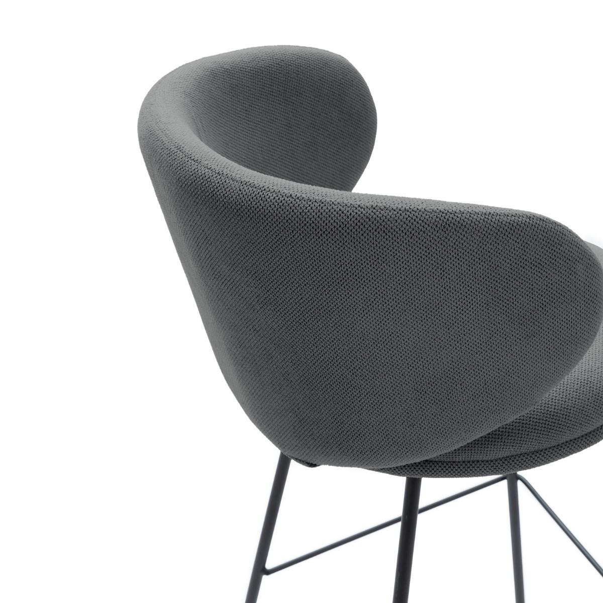 BARHOCKER (Set aus 2) aus Stoff mit schwarzen Metallbeinen - rush 56/53/65 cm - Dunkelgrau, Textil (53/65/56cm) - Calicosy