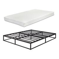 METALLBETT Trerunta mit Matratze - Schwarz, Textil/Metall (140/200cm) - [en.casa]