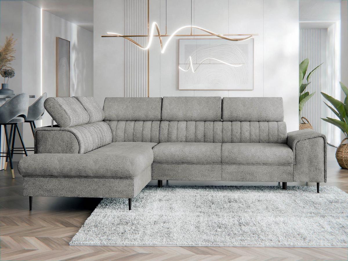 ECKSOFA Kadurin, Seite: Links - Schwarz/Grau, Holz/Kunststoff (276/206cm) - MIRJAN24