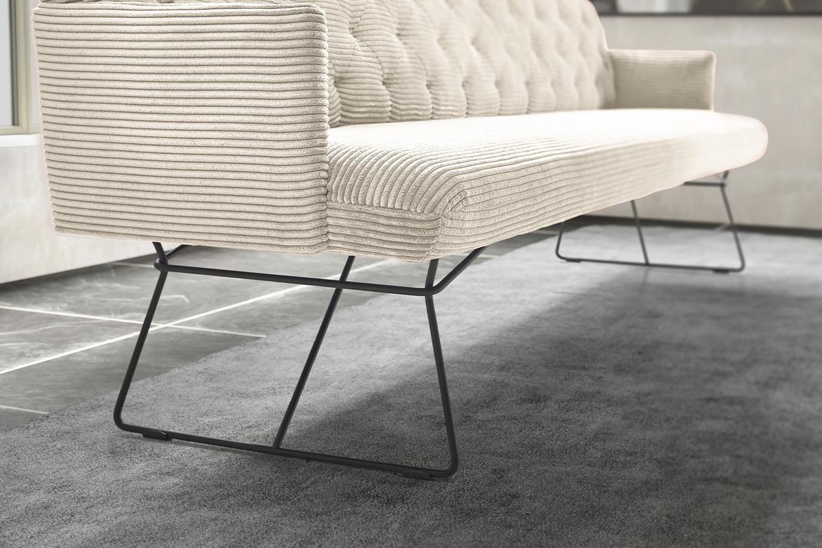 ESSZIMMERBANK CHARME Cremeweiß Cord - Creme, Textil (246/85/69cm) - KAWOLA