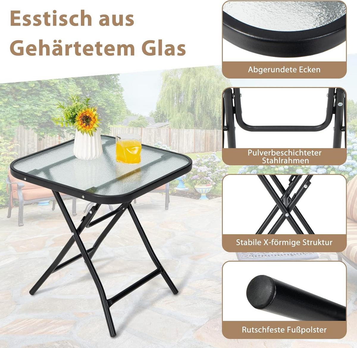 BISTROTISCH Kleiner Schwarz - Schwarz, Metall (47/47/48cm) - COSTWAY