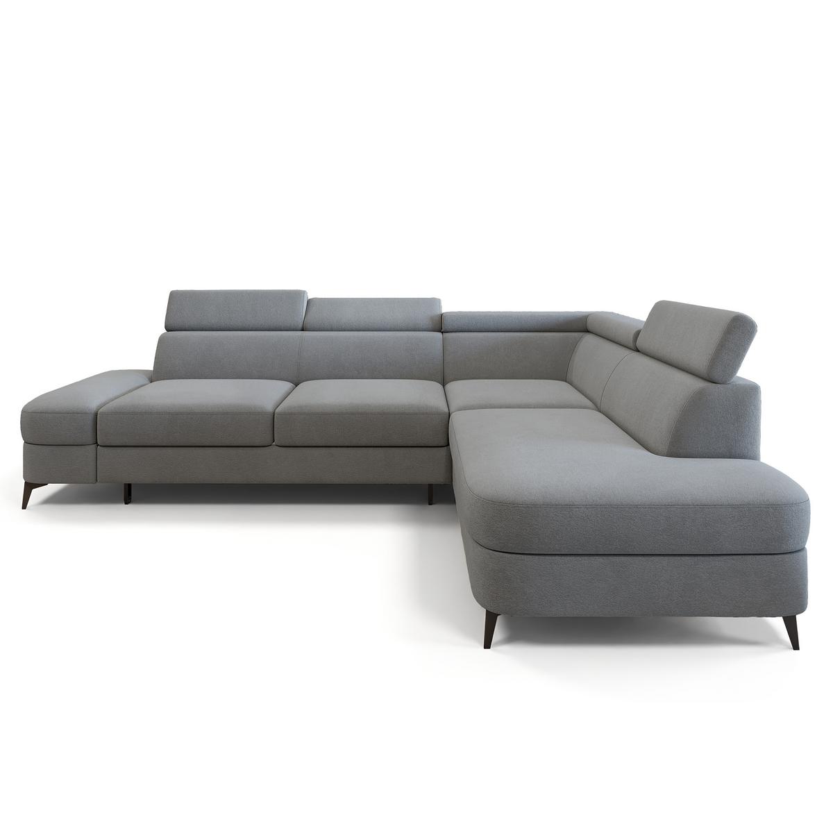 ECKSOFA AVISE MV R-S Grau Velours-Stoff mit Schlaffunktion - Grau, Holzwerkstoff/Textil (268/195cm) - MASSENO