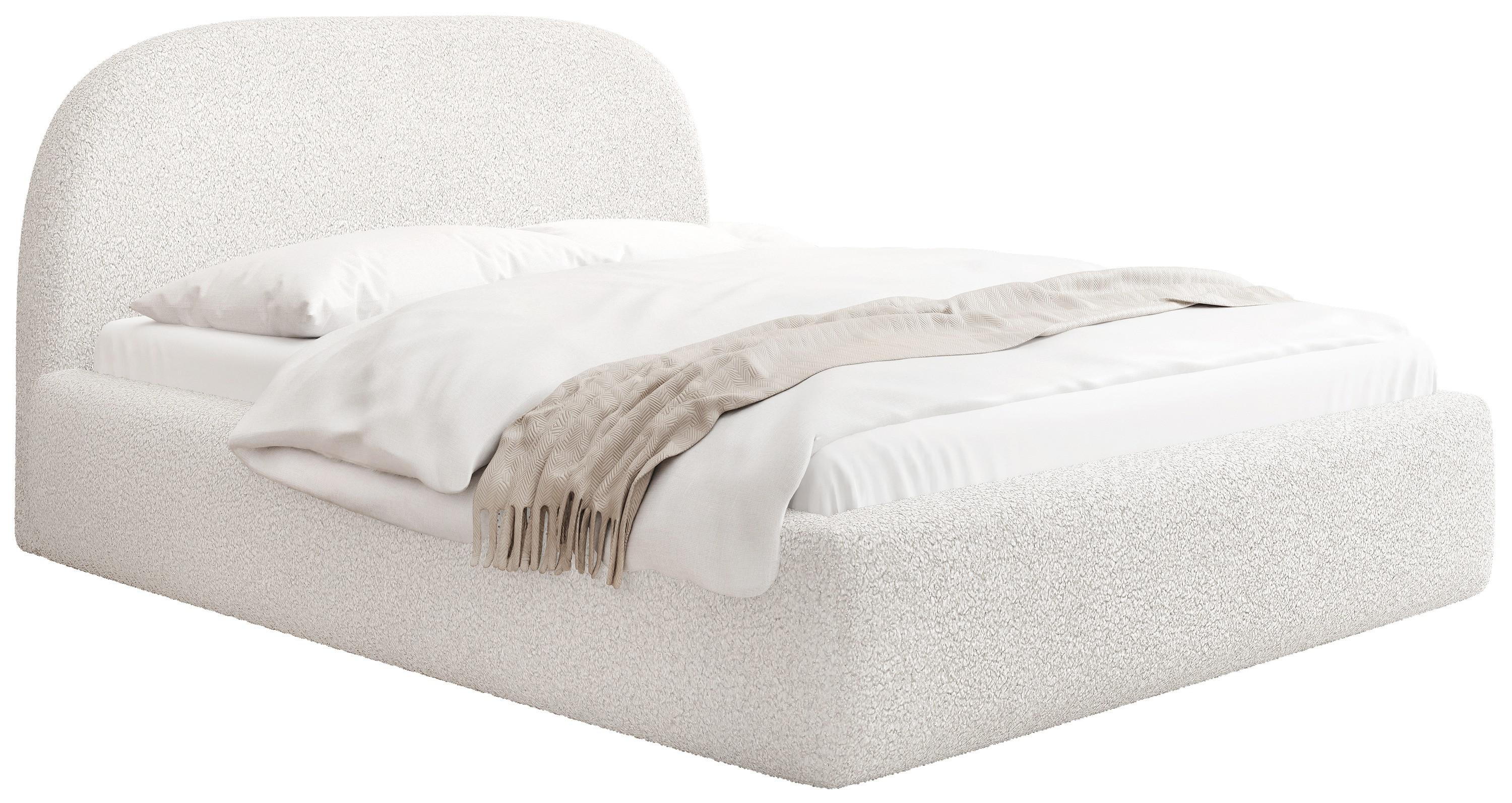 POLSTERBETT Puro mit Bettkasten, Weiß Boucle 200 x 200 cm – mit Metall-Lattenrost - Birkefarben/Schwarz, Holzwerkstoff/Kunststoff (200/200cm) - WFL GROUP
