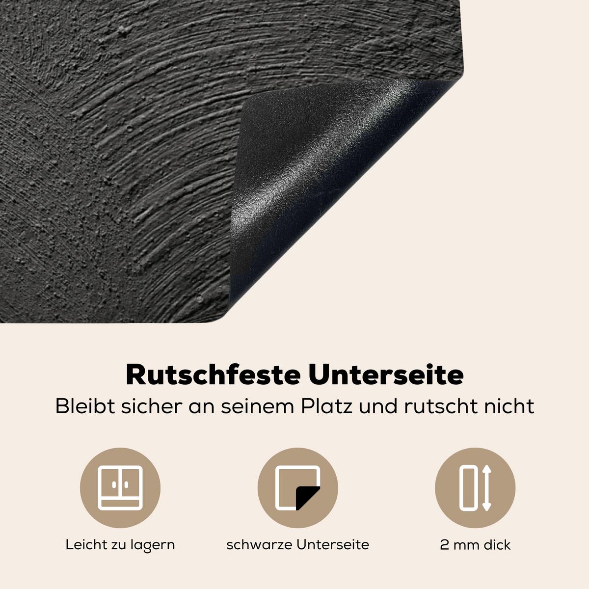 HERDABDECKPLATTE Beton - Schwarz - Industriell Ceranfeldabdeckung 85x52 cm - Anthrazit, Kunststoff (85/52/0.2cm) - MuchoWow