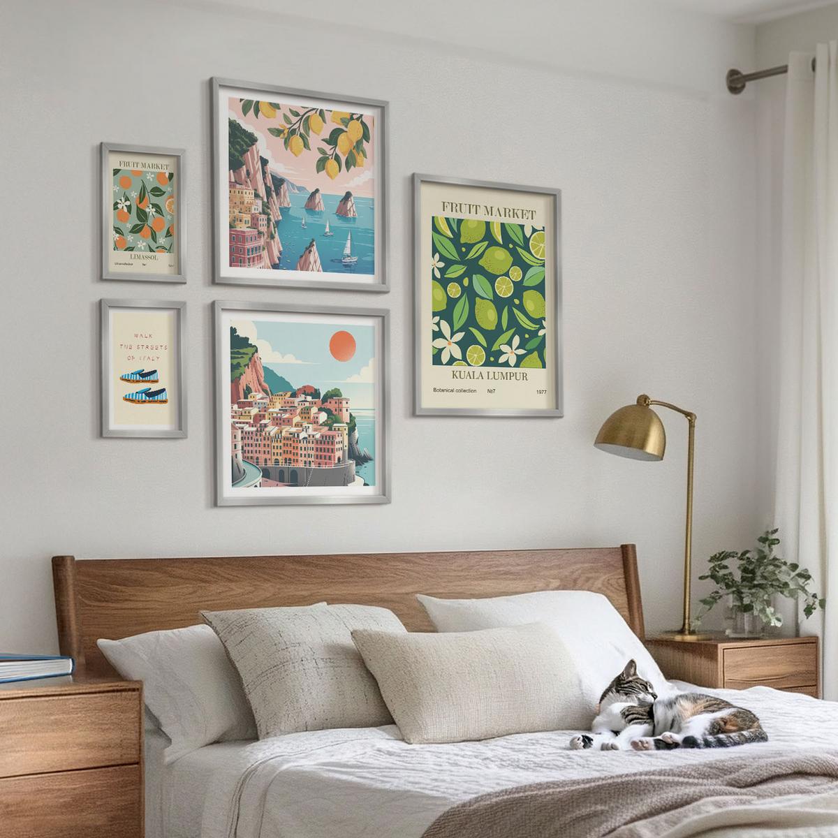 BILDER SET 5er Set - 50x50 cm & 20x30 cm & 40x60 cm Silberner Rahmen - Stadtansichten Paris London Frankreich - Silberfarben, Kunststoff (40/60cm) - TULUP