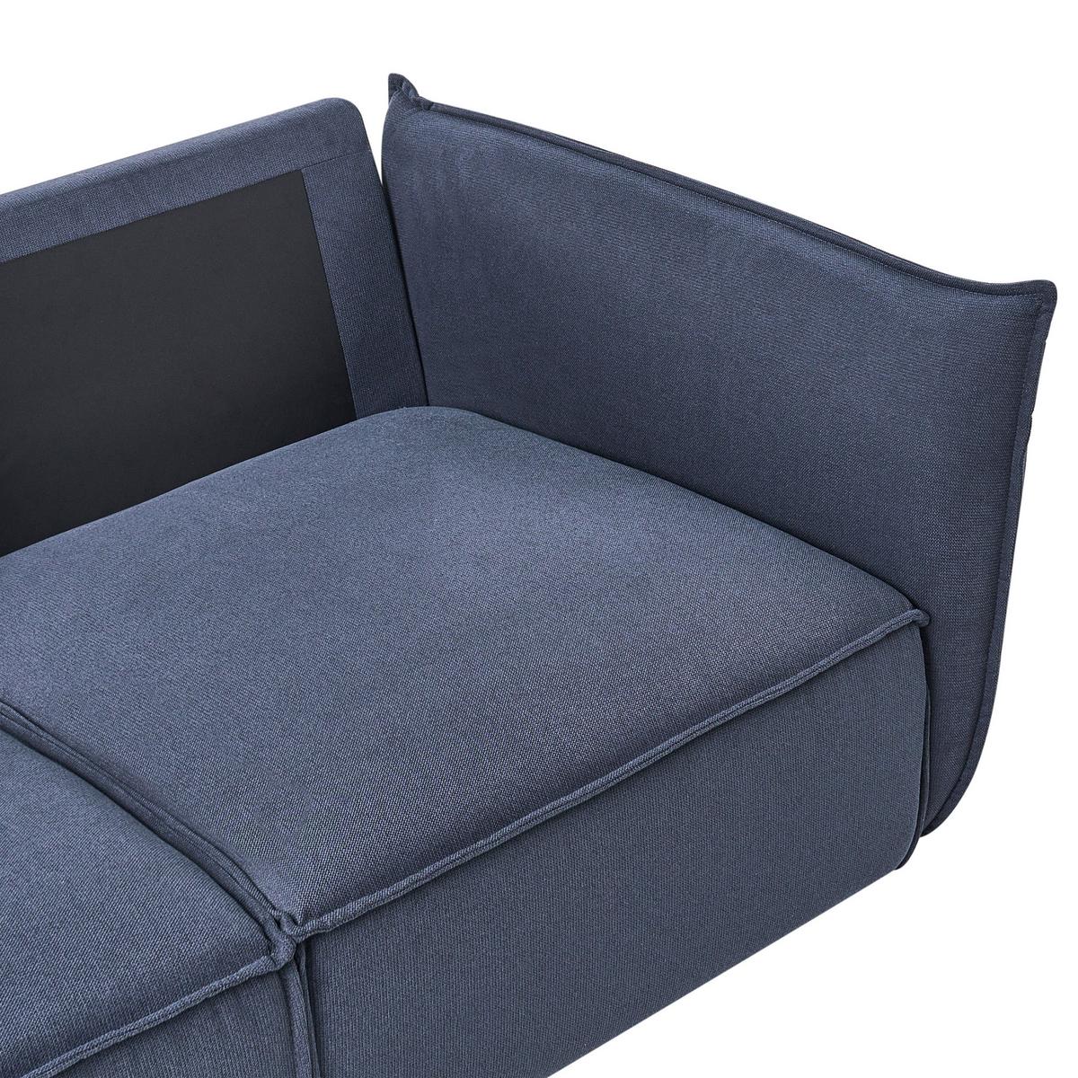 3-SITZER-SOFA Stoff Dunkelblau Kunes - Dunkelblau, Textil (190/82/92cm) - Beliani