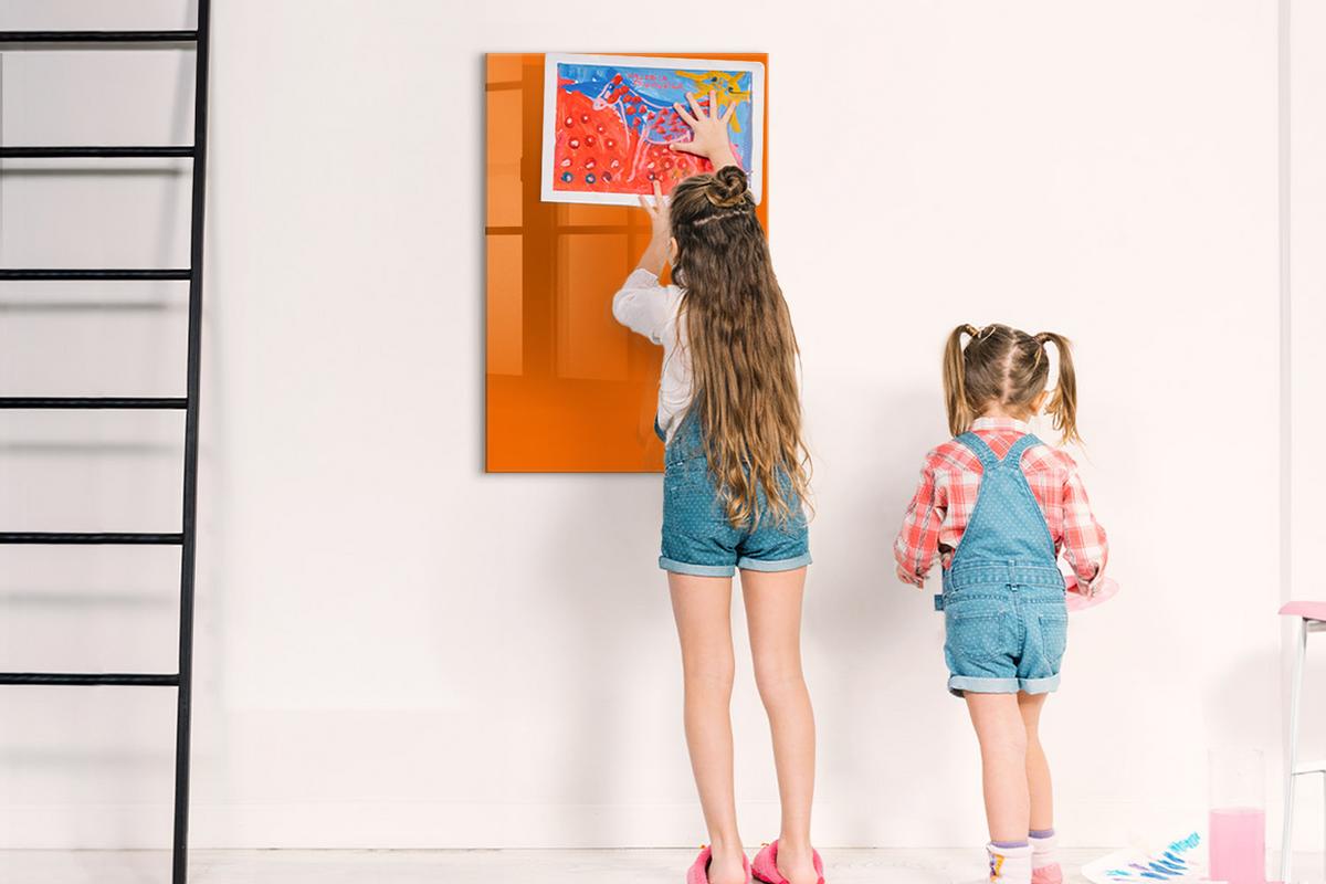 MAGNETTAFEL 60x90 Orange schwarzer Marker - Orange, Glas (60/0.4/90cm) - TULUP