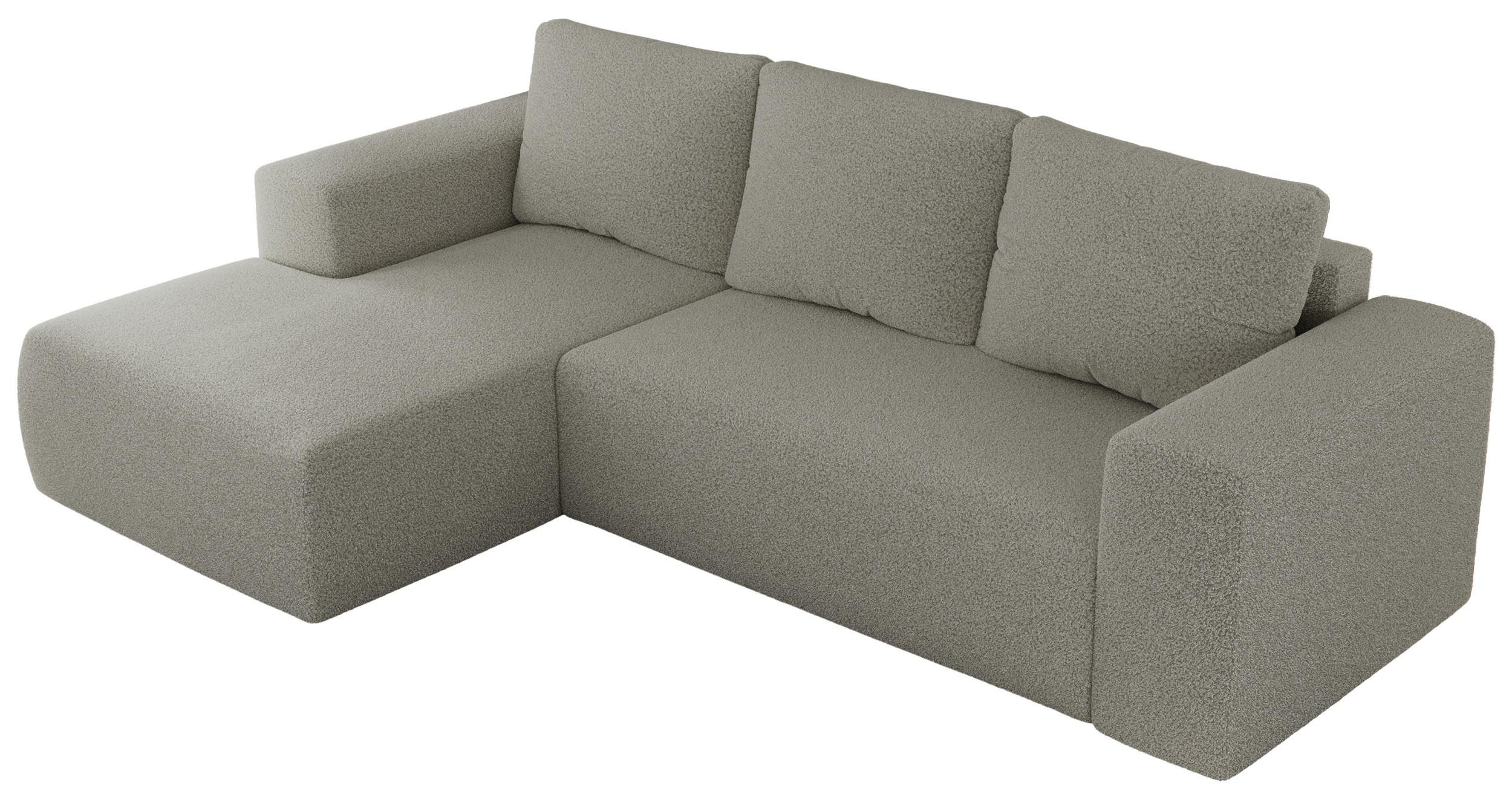 ECKSOFA TRENTINO L Hellgrau Boucle - Links - Hellgrau/Schwarz, Kunststoff/Textil (266/164cm) - MKS