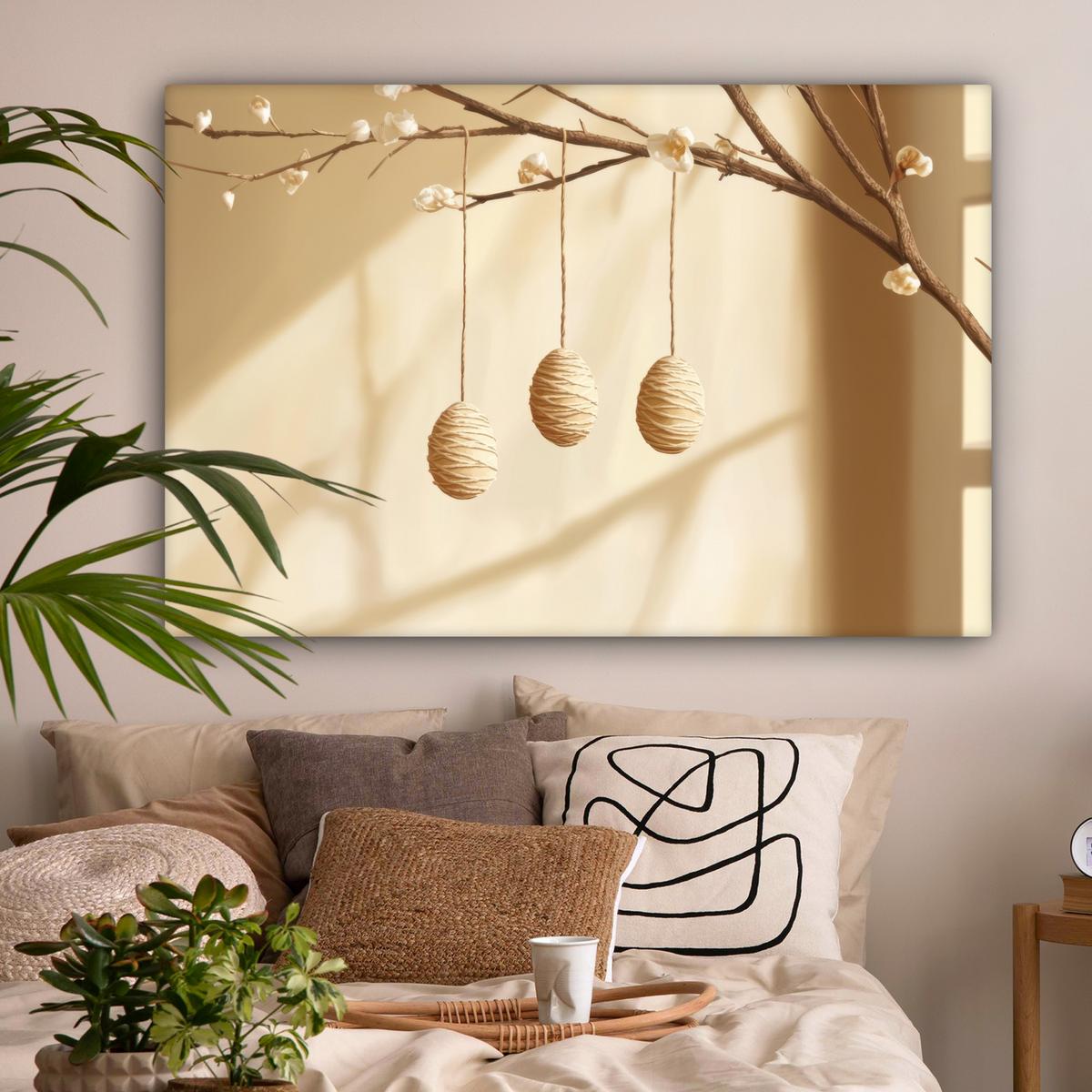 LEINWANDBILD Beige - Osterkuchen - Eier Groß 140x90 cm - Beige, Textil (140/90cm) - MuchoWow
