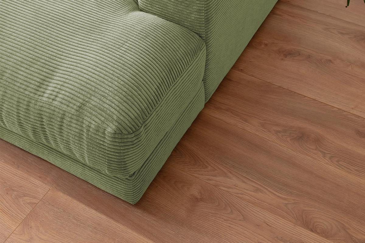 BIG SOFA MIT TABLETT MADELINE Grün Cord - Schwarz/Olivgrün, Kunststoff/Textil (290/85/170cm) - KAWOLA