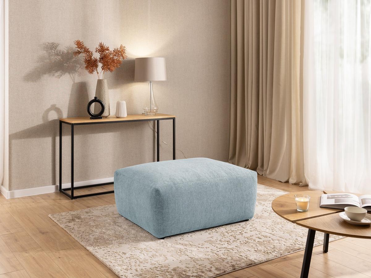 HOCKER Lennon aus Hellblau Strukturstoff mit vielseitiger Nutzung - Schwarz/Hellblau, Holz/Kunststoff (102/42/76cm) - S-Style