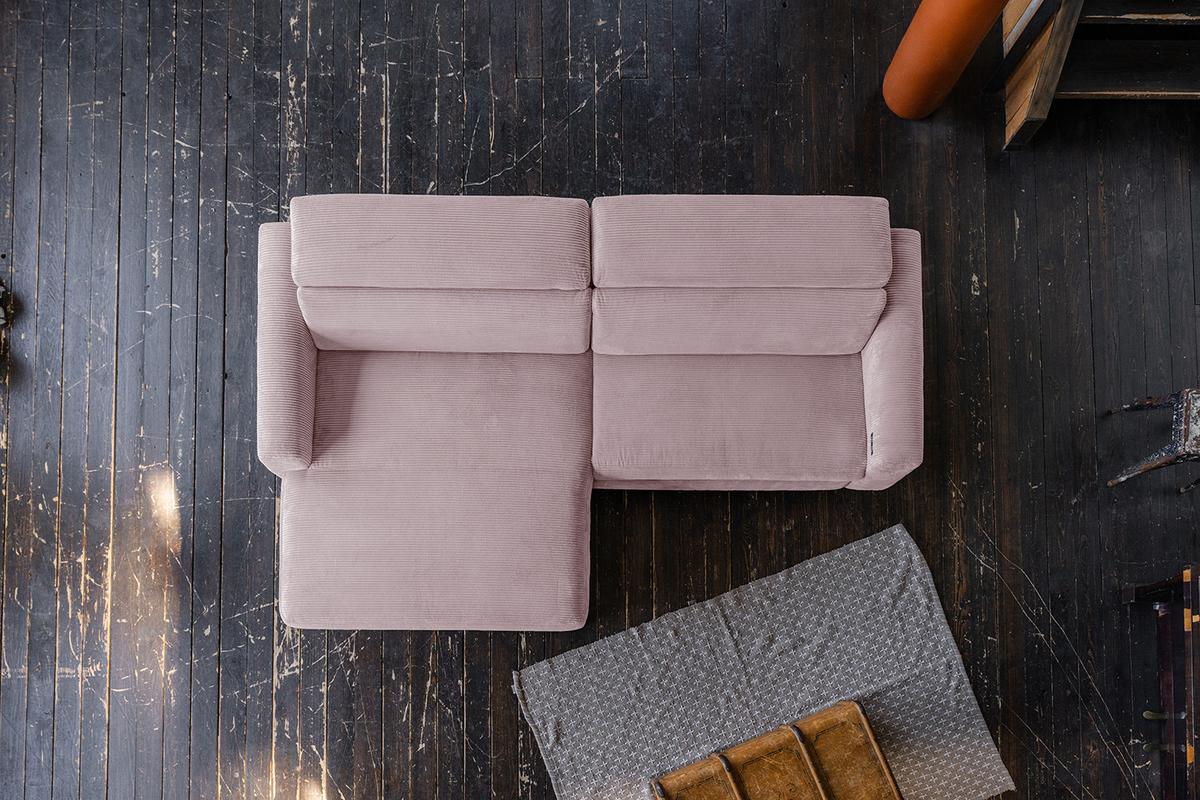 ECKSOFA LAISKA Pink Cord - Schwarz/Rosa, Textil/Metall (282/177cm) - KAWOLA