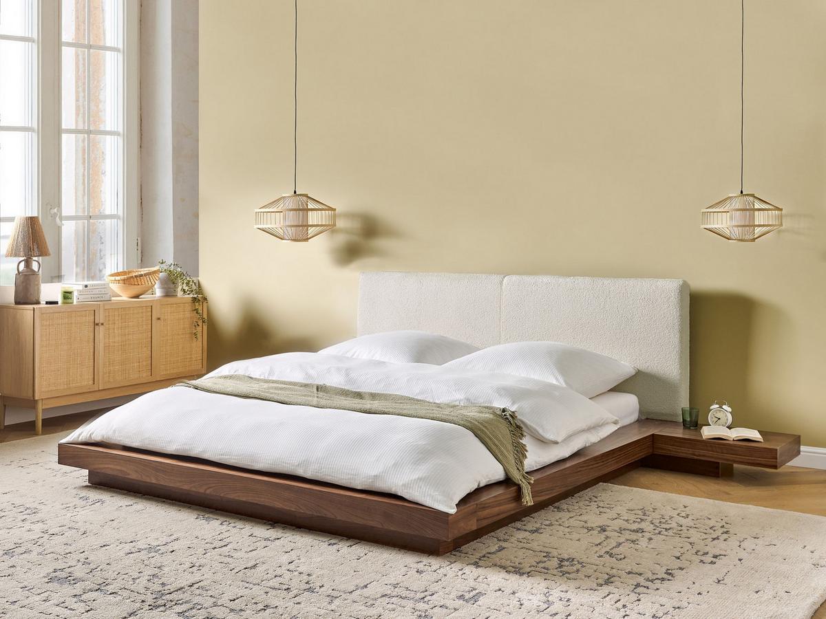 BETT mit Lattenrost 160/200 cm MDF-Platte Braun Zen - Braun, Holz (160/200cm) - Beliani