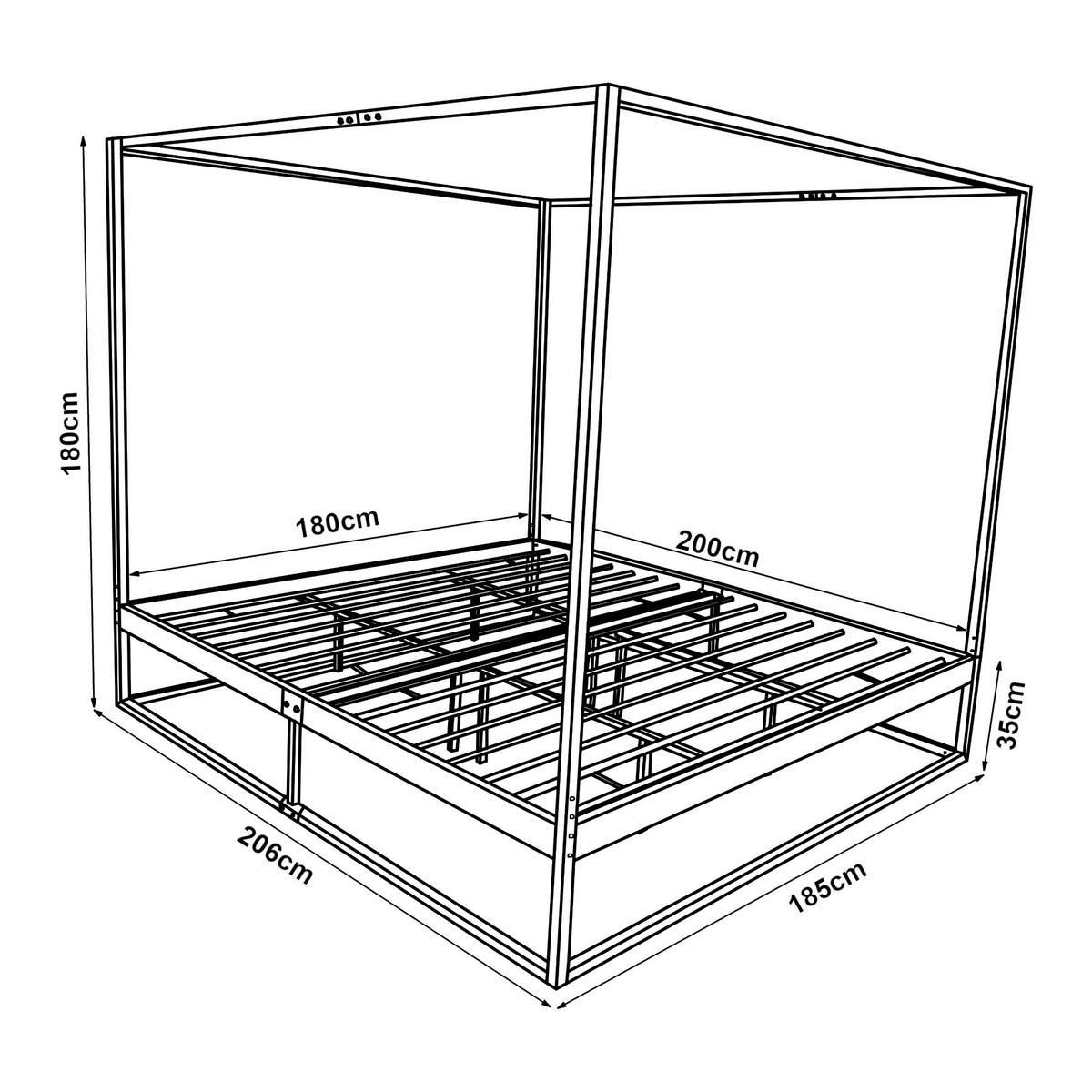 HIMMELBETT Kristianstad - Schwarz, Metall (180/200cm) - [en.casa]