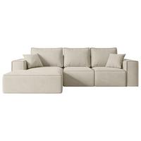 ECKSOFA mit Schlaffunktion und Bettkasten SERRA-L-S - 266x161x87 cm Beige Velours - Beige/Schwarz, Holzwerkstoff/Kunststoff (266/161cm) - ALTDECOR