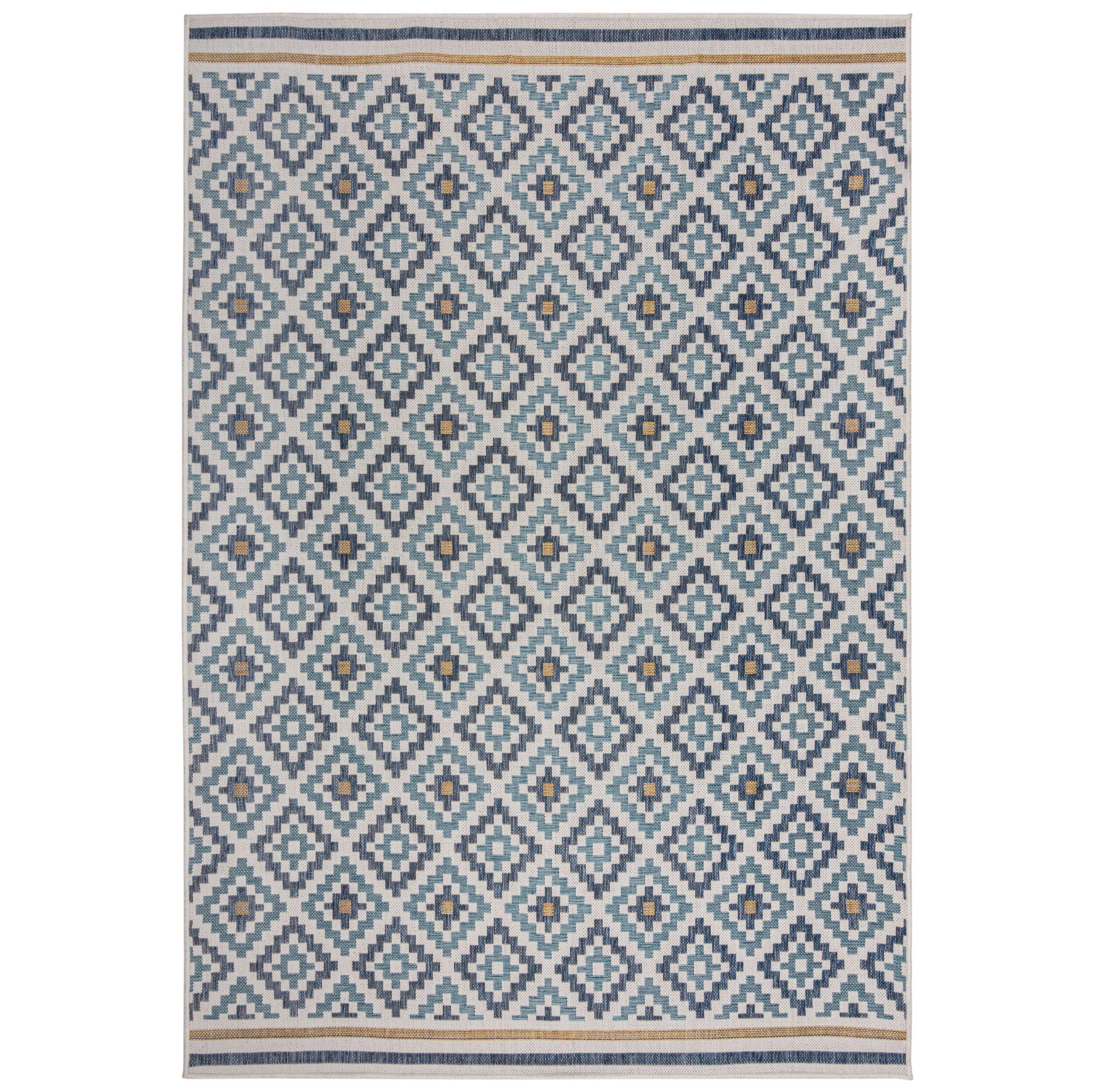 OUTDOORTEPPICH Waschbar FLEET, geometrisch, aus Polypropylen, Blau-Gelb, 200 x 290 cm - Blau, Textil (290/200cm) - KADIMA DESIGN