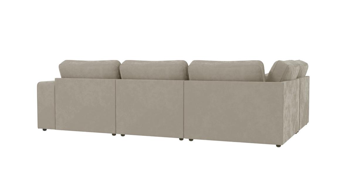 ECKSOFA modularer Leox Beige Samt-Stoff - Beige/Schwarz, Kunststoff/Textil (305/281cm) - S-Style Möbel