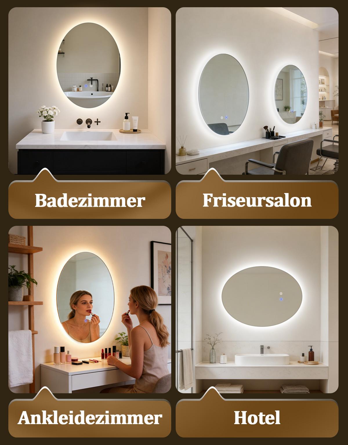 BADSPIEGEL mit Beleuchtung Karvel 3/60/80 cm - Weiß, Glas (60/80/3cm) - ZMH