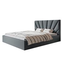 BETT 140x200 - Polsterbett mit Bettkasten und Metallrahmen - Modern Betten - Glatter Kronos-Stoff - Kollektion Denver, Dunkelgrau - Dunkelgrau, Holz/Textil (140/200cm) - Alpi-Möbel