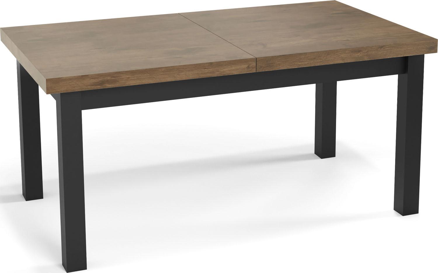 ESSTISCH Gemini rechteckig ausziehbar, Lefkas Eiche 120-160/80/78 cm - Alteiche/Schwarz, Holz/Holzwerkstoff (80/160/78cm) - WFL GROUP