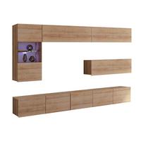 WOHNWAND Kossana 4 Modern Goldene Eiche 255/142/43 cm Stauraumwunder - Hellbraun, Holzwerkstoff/Kunststoff (255/142/43cm) - AX Living