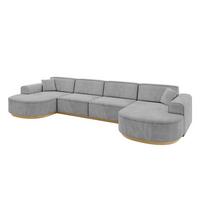 WOHNLANDSCHAFT MARI-U2-v2 - 388x171x83 cm Grau Velours - Grau, Holzwerkstoff/Textil (388/83/171cm) - ALTDECOR