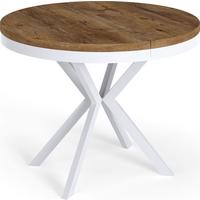 ESSTISCH Cloud runder ausziehbarer, Lefkas Eiche 100-180/100/76 cm - Alteiche/Weiß, Holzwerkstoff/Metall (100/180/76cm) - WFL GROUP