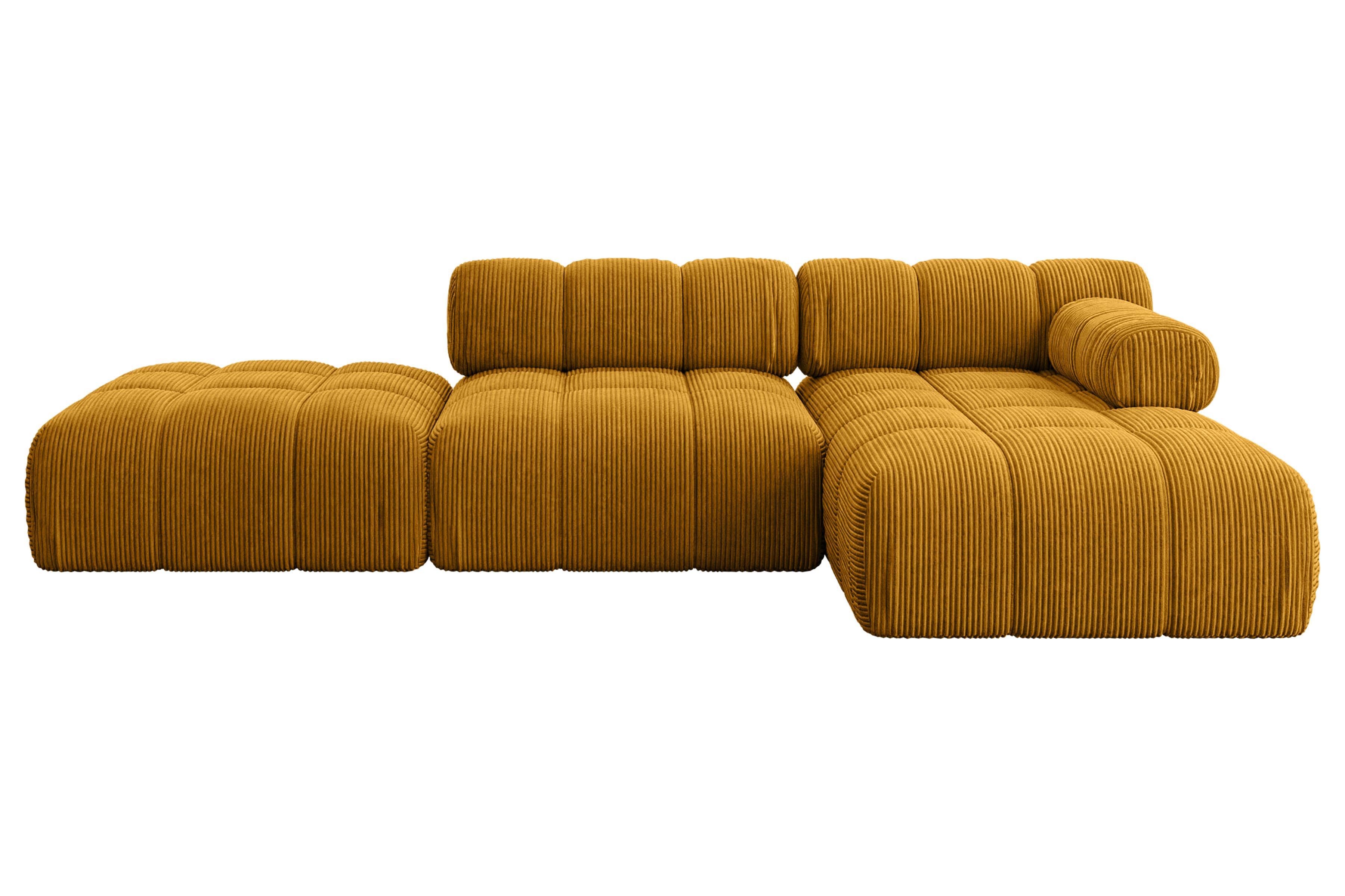 ECKSOFA modulares Sofa Lizur-L1 - 285x160x70 cm Senfgelb Cord - Currygelb, Holzwerkstoff/Textil (285/160cm) - ALTDECOR