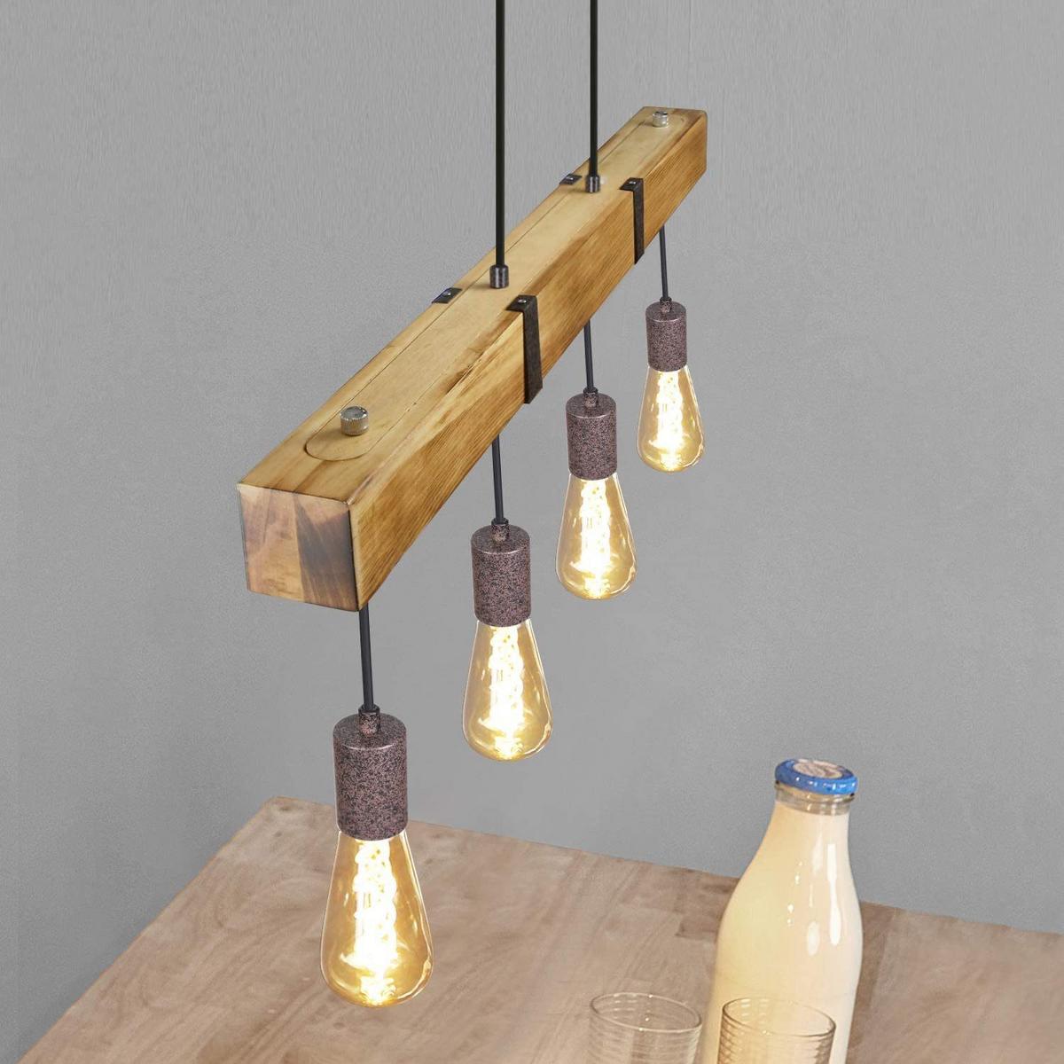 PENDELLEUCHTE Claudia 4-flammig 80/6/6 cm - Braun, Holzwerkstoff (80/6/6cm) - Nettlife