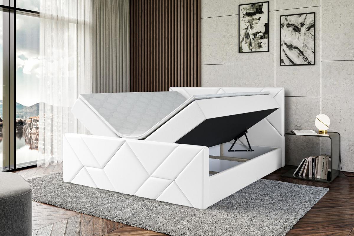 BOXBETT BARWA-Z - 140x200 cm - H4 - Weiß Hochglanz - Weiß Hochglanz, Holzwerkstoff (140/200cm) - ALTDECOR