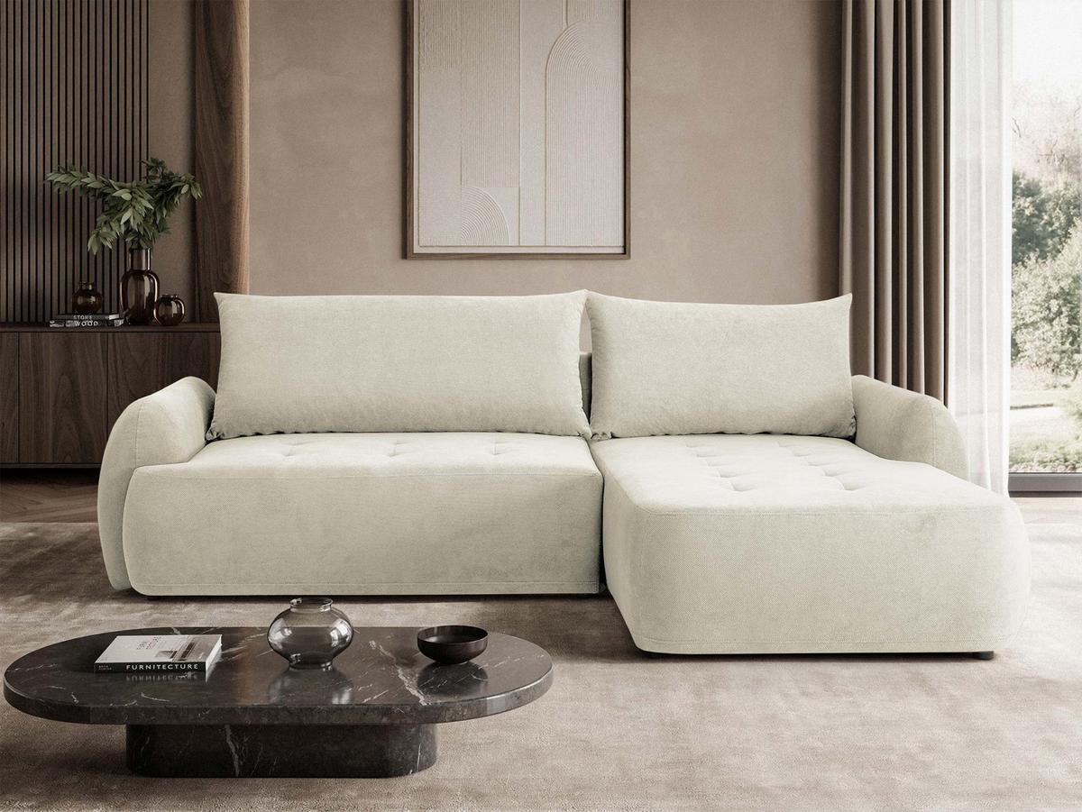 ECKSCHLAFSOFA Bueno II, Seite: Rechts - Creme/Schwarz, Holz/Textil (185/280cm) - MIRJAN24