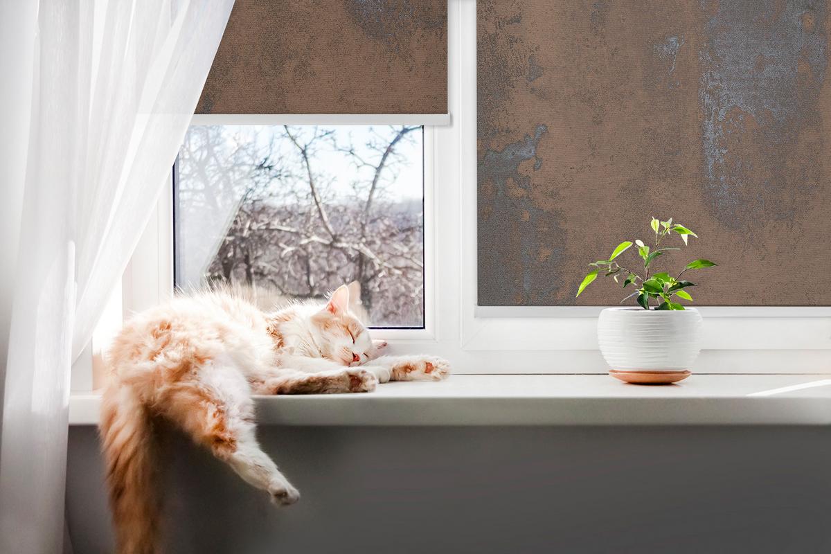 INNENROLLO - Fensterrollo - Rollo - 100x180 cm - Rostiges Blech - Braun, Kunststoff (100/180/0.5cm) - TULUP