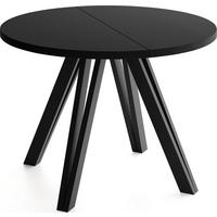 ESSTISCH Ravero runder ausziehbarer, Schwarz 100-140/100/77 cm - Schwarz, Holz/Holzwerkstoff (100/140/76.5cm) - WFL GROUP