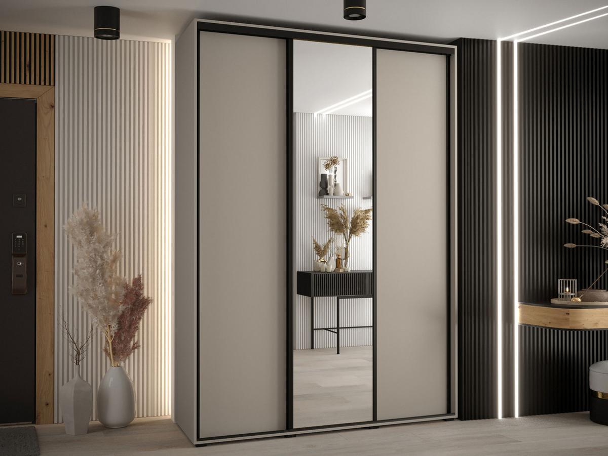 KLEIDERSCHRANK Dakota 3 180 cm - Beige/Schwarz, Holzwerkstoff/Kunststoff (180/235/60cm) - MIRJAN24
