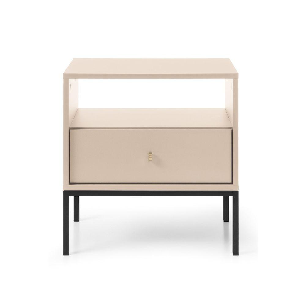 NACHTSCHRANK Monne Beige - Beige/Goldfarben, Holzwerkstoff/Metall (53.6/56.2/39cm) - Selsey
