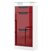 SCHUHSCHRANK Fiesta Bordeaux Hochglanz / Schwarz Hochglanz - Bordeaux, Holzwerkstoff (46/104/23cm) - Vladon