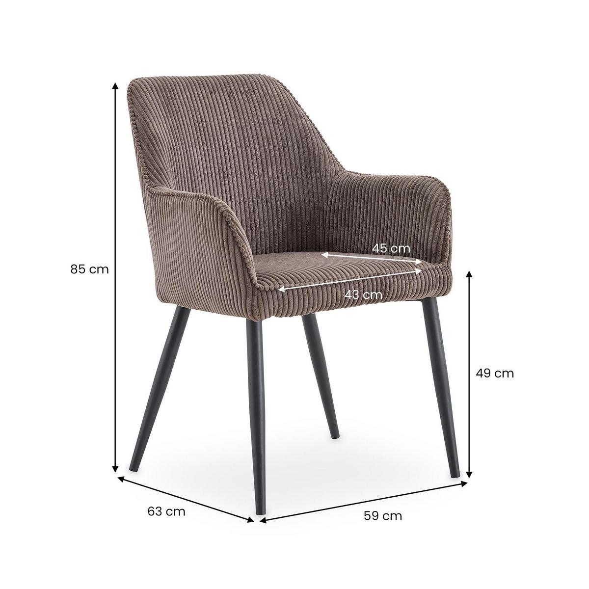 ESSZIMMERSTÜHLE VERONA 2er-Set taupe - Taupe, Textil (59/85/63cm) - IDIMEX
