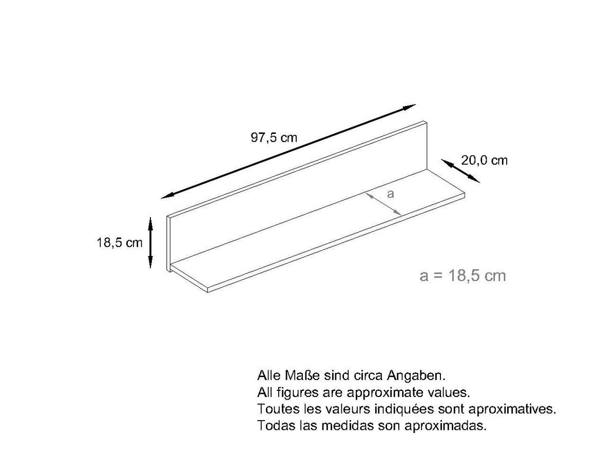 WANDREGAL Skadu Anthrazit matt - Anthrazit, Holzwerkstoff (97.5/18.5/18.5cm) - Vladon