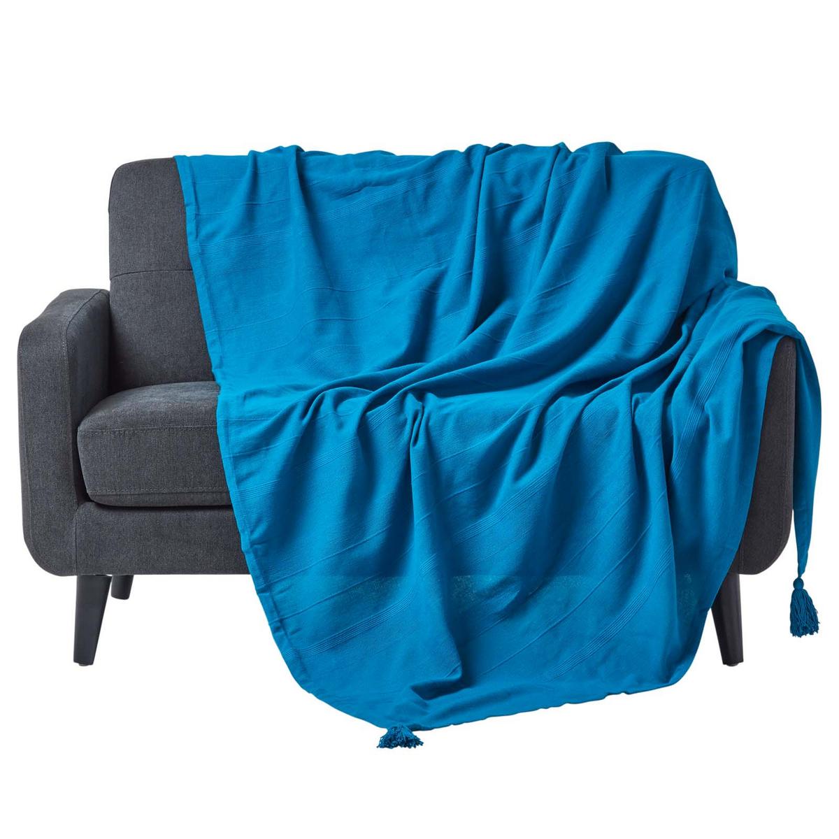 ÜBERWURF Rajput 225/255 cm, 100% Baumwolle - Petrol, Textil (225/255cm) - Homescapes