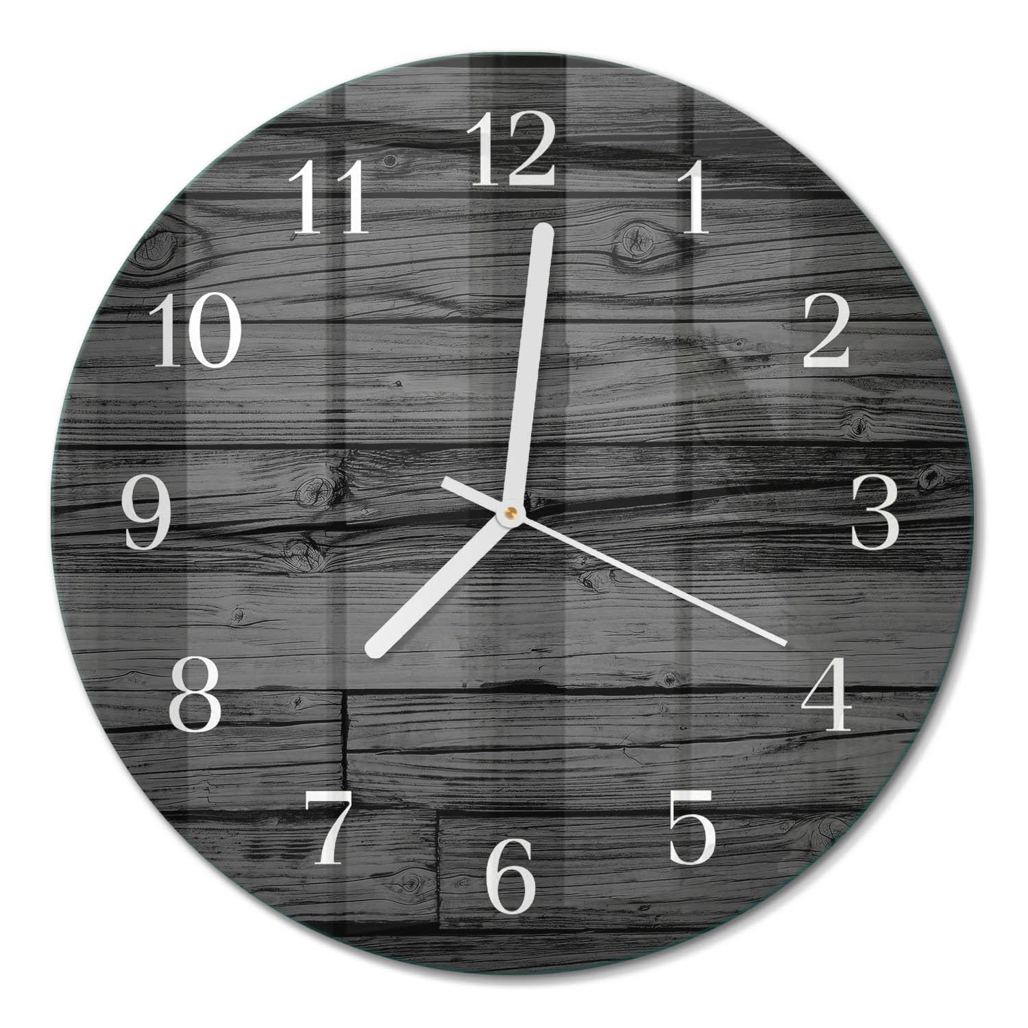 WANDUHR aus Glas Ø30 cm - Holz - Schwarz, Glas (30/30/0.4cm) - TULUP